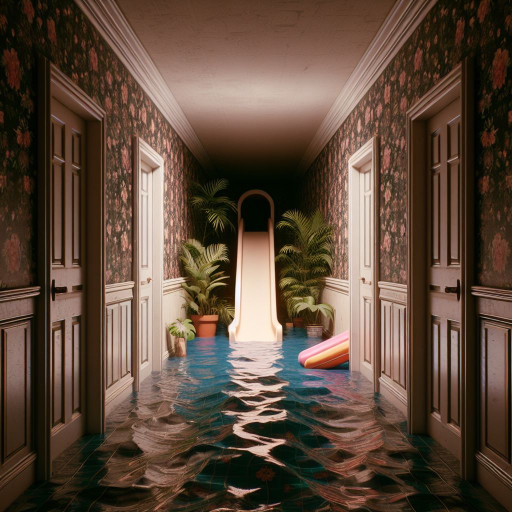 WireRimGlasses's tweet image. Flooded hallways
#hallway #uncanny #poolcore #liminalspace #ai #AIart