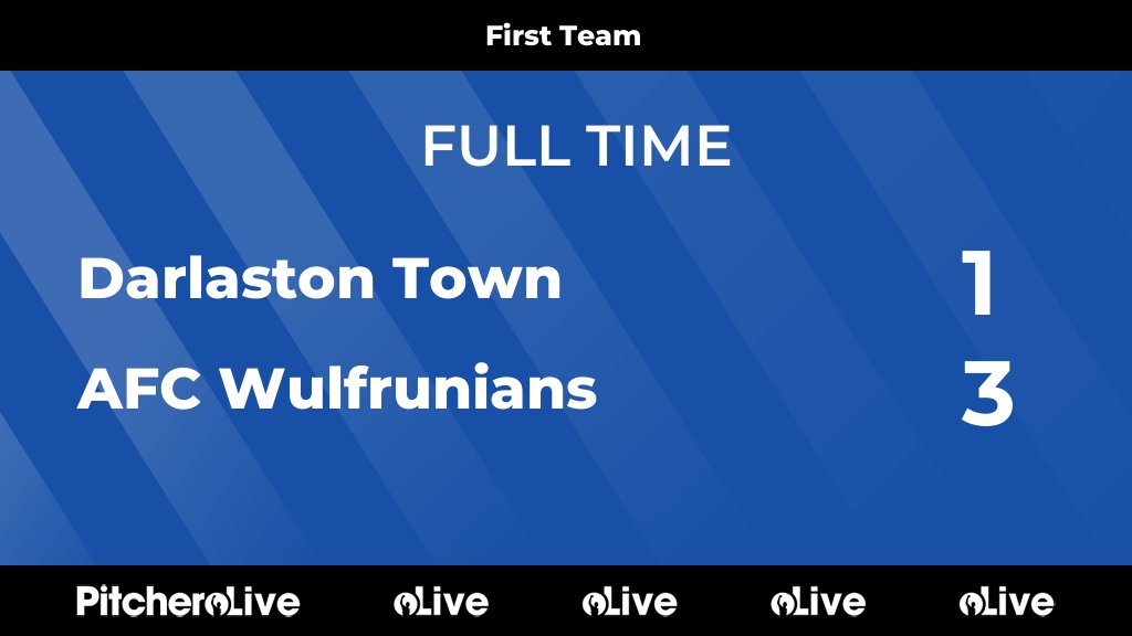 DarloTown1874FC's tweet photo. FULL TIME: Darlaston Town 1 - 3 AFC Wulfrunians
#DARAFC #Pitchero
https://t.co/ANM5PE1L0e https://t.co/7nC5kwCMoP