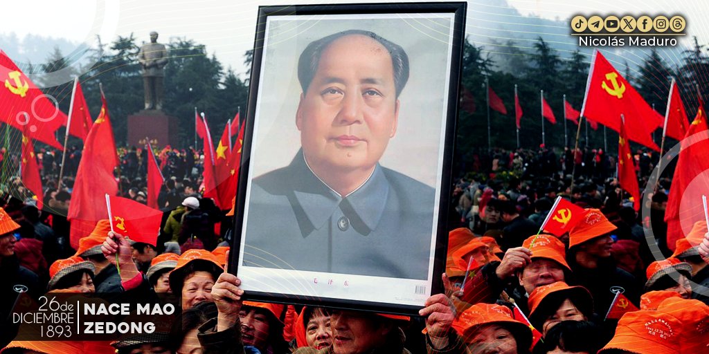 Celebramos junto a la República Popular China los 130 años del natalicio de Mao Zedong, el gran timonel, ejemplo de lucha revolucionaria y padre de la China socialista. Nuestro abrazo y cariño a su presidente Xi Jinping y al noble pueblo chino en este histórico día.