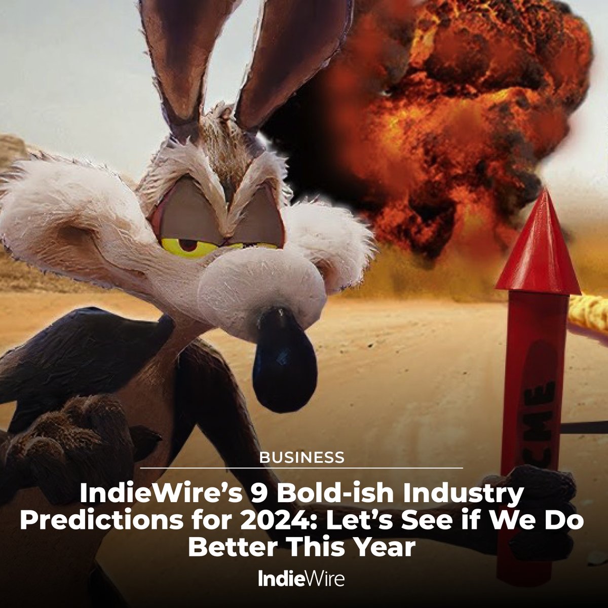It’s time for IndieWire’s business team to dust off our crystal balls, put on our writing glasses, and go for broke in 2024. Below are our nine industry predictions for the new year, in varying degrees of boldness. Feel free to tell us where we’re wrong! trib.al/OlRTKxh