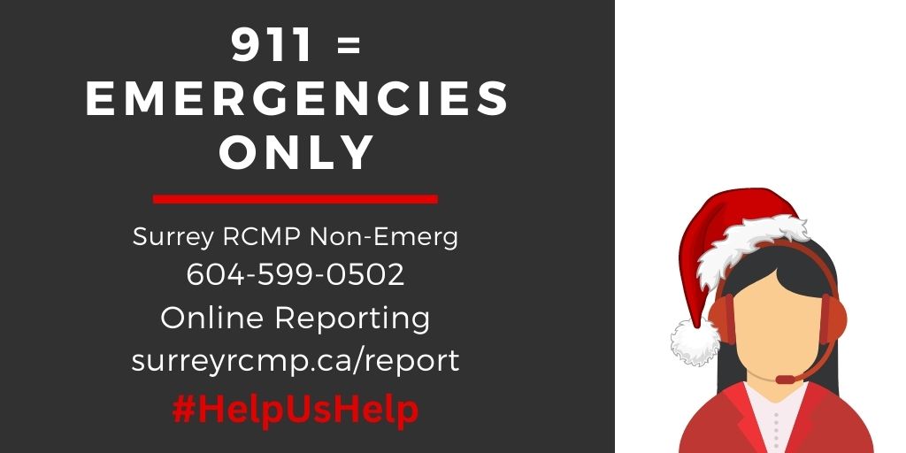 SurreyRCMP's tweet image. 911 operators are not able to look up phone numbers, or transfer callers to our non-emergency line. If it’s not an emergency, please don’t tie up the line! #MaketheRightCall