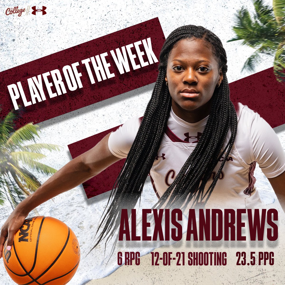 She couldn’t miss 🪣☔️

Alexis Andrews is your CAA Player of the Week! 

#TheCollege🌴🏀