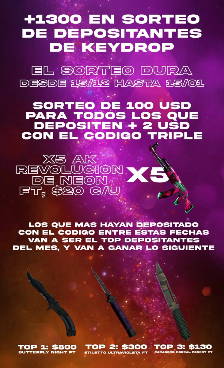 cstriplee's tweet photo. 💶SORTEO SKINS $1300 DOLARES💵

☑️CLICK A LA IMAGEN PARA MAS INFO☑️

👉INGRESA: https://t.co/N3CF2xhiis

‼️PORFAVOR TODOS LOS PARTICIPANTES INGRESEN A ESTE DISCORD Y LEAN EL CANAL "IMPORTANTE LEER" https://t.co/LdxER2JvGl https://t.co/wGtu8eQo8z