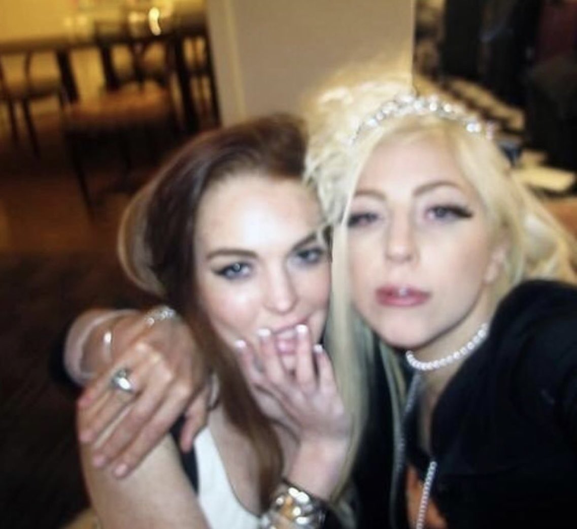 allurequinn's tweet photo. lindsay lohan, lady gaga and lana del rey having a sleepover at the chateau marmont (2012) https://t.co/1I22Z9dsz9
