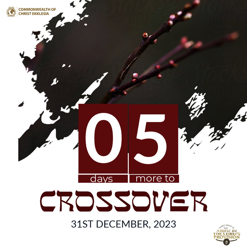 CC_Ekklesia's tweet photo. We are just 0️⃣5️⃣ days away people of God! Be prepared for a night of divinity at #CCECrossover, #CrossoverWithPEJAB.
This #CCEExperience crowns the entire year🔥and you don’t wanna miss out! It’s #Crossover2023 💃🏽
Join us enter the new year gloriously!
#CCE
#Crossover2023 https://t.co/jdyGqnfwOg