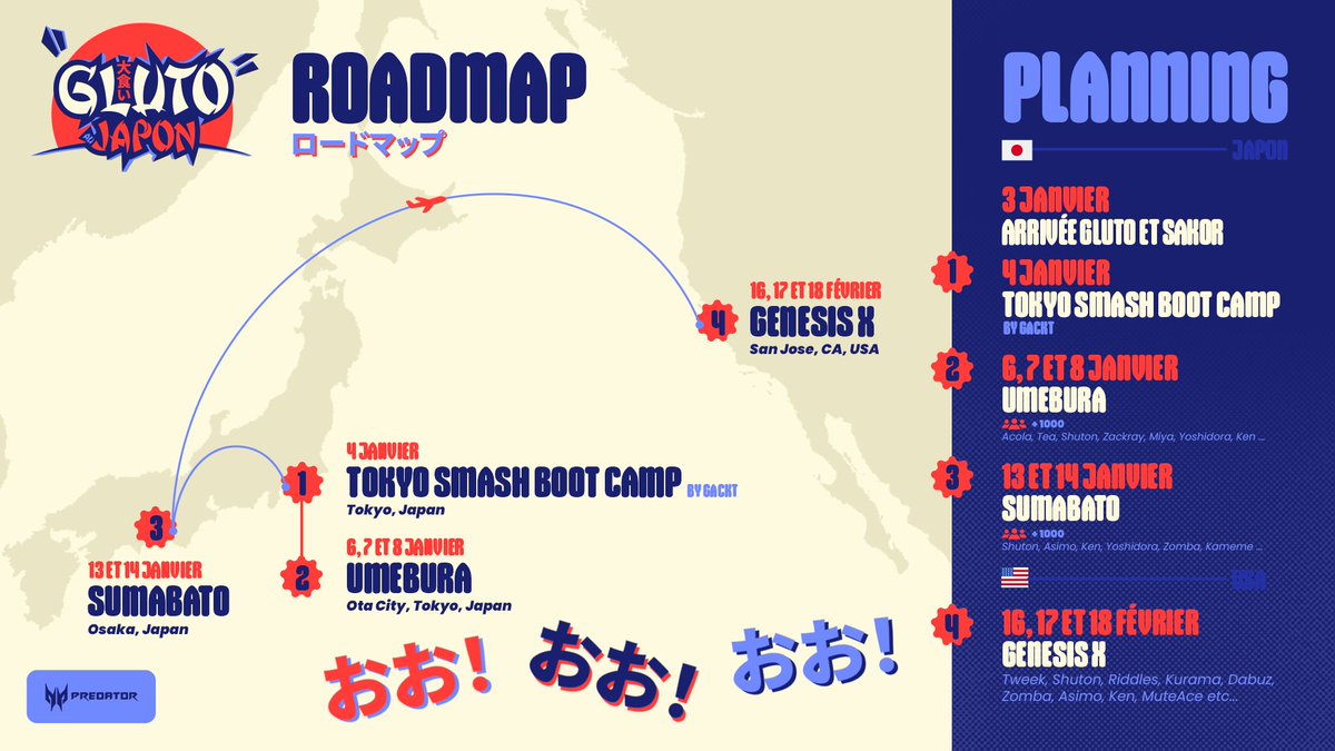 SolaryTV's tweet photo. Vers le Nouveau Monde 🇯🇵

L'aventure au Japon commencera le 3 janvier pour @GlutonnySSB & @LRB_LoL !

Au programme grâce à @PredatorFrance :
- Des lives IRL à Tokyo et Osaka
- 2 Majors de plus de 1000 joueurs avec un cast sur place, des matchs exclusifs, une dark room... La French Dimension sera bien de retour !
- Invasion du Genesis X

Rendez-vous demain 18h00 pour la suite 👀