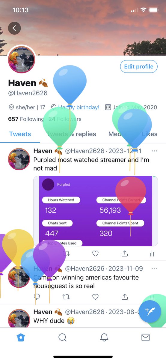 Haven2626's tweet photo. Twitter balloons are my favourite part of today https://t.co/Sxqm08WH0D