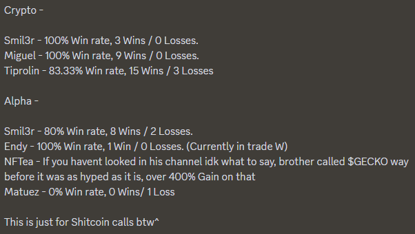 Just a sneak peak of what we achieved in 21 days of this month, hit a 52x on $Analos along with a 600% gain on $OMNI from <a href="/Smil3rSol/">smil3r</a> , since then we have almost Doubled in Wins. What are you waiting for? The more the merrier... right?🤝🎭
