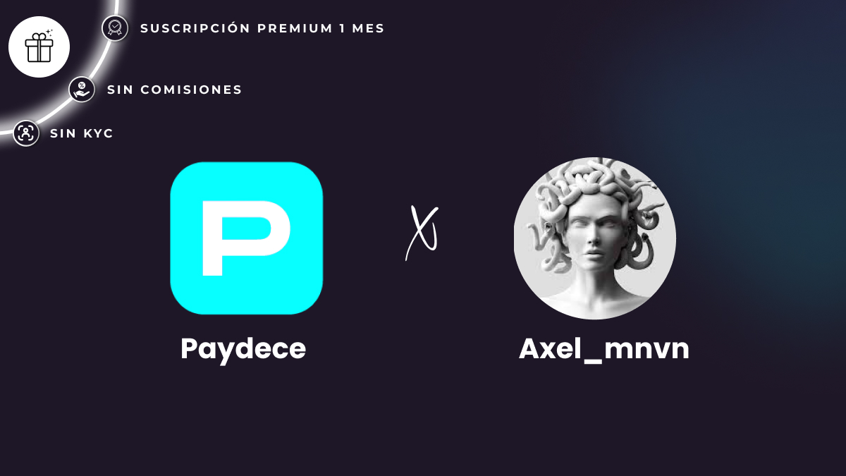 Sorteo 1 mes de suscripción premium de @paydece 🎁

Los chicos de Paydece me han dado 3 suscripciones para que podáis comprar cripto o fíat en su plataforma sin comisiones y sin pasar KYC

Para participar:

⦿ RT &amp; LIKE
⦿ Sigue a <a href="/Axel_Mnvn/">Axel</a> &amp; @paydece 

Mucha suerte todos! 🍀