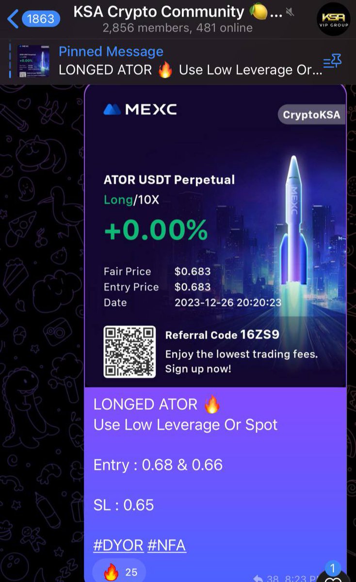 thisisksa's tweet photo. Made 80% Gains In 2 Hours 🔥🚀
$ATOR Trade Was Posted In My Telegram & In Just 2 Hours Printed GOD Candle For Us 😉

My TG Is Free To Join & We Share Crypto Trades 24/7 🚀

In 24 Hours We Did $BTC Short Over 100% , $SOL Short , $INJ Short & $TEL Spot Buy + $ATOR Long 🚀
All Profitssss 💥

What else You Want ! 

Join @thisisksa & My Trading Community Link In Comment Below !

#Crypto #Trading #MEXC #CryptoTrading #Altcoin
