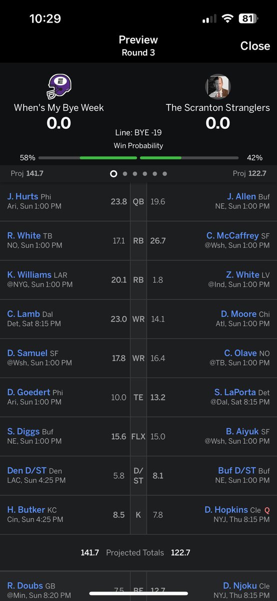 kbipes14's tweet photo. @WalterPicksApp Who you got? He will replace White for Jacobs https://t.co/esIiBzLKYT