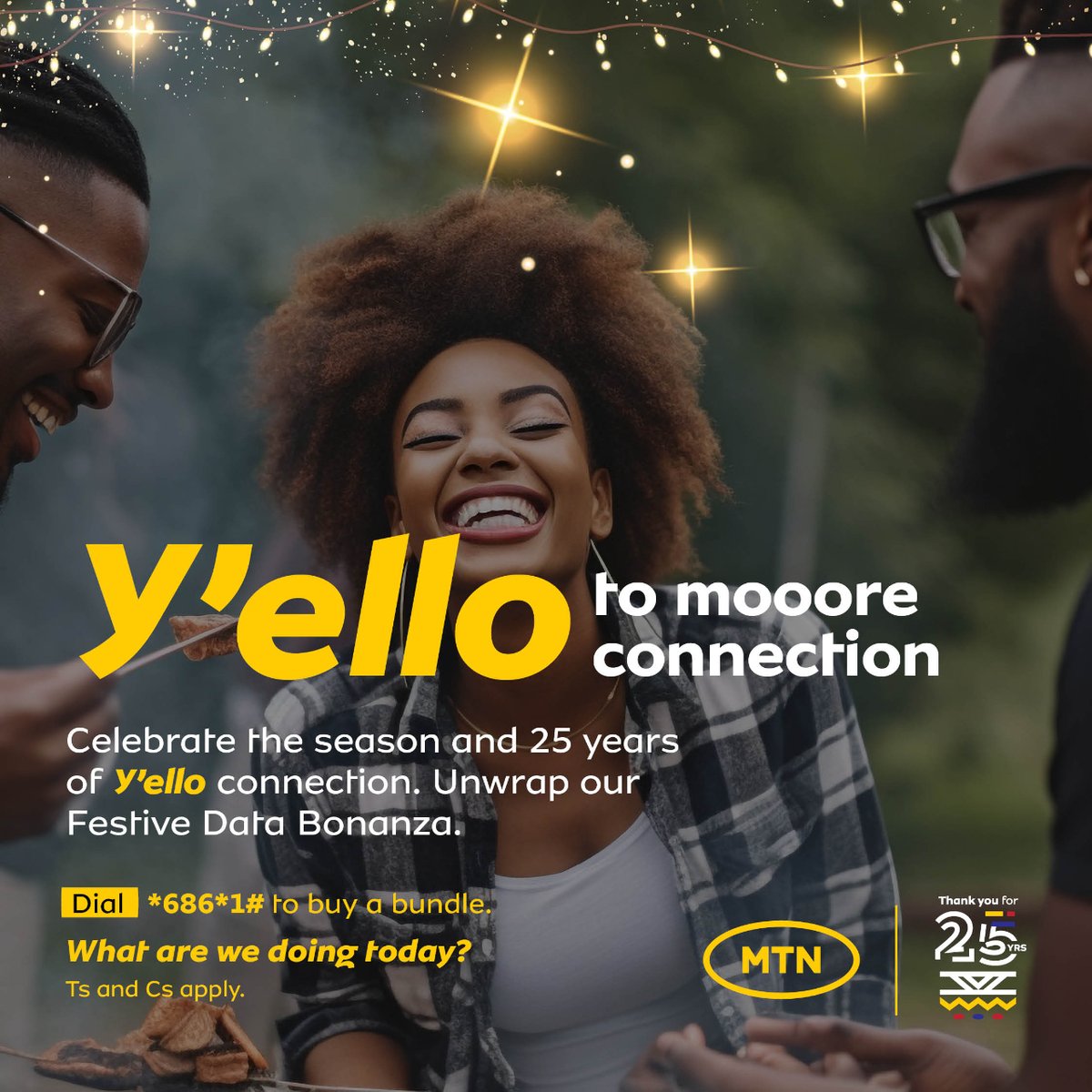 MTNEswatini's tweet image. Join us as we spread the joy and love this season. 🎊✨

#YelloConnection #25YearsOfConnection #CelebrateWithYello