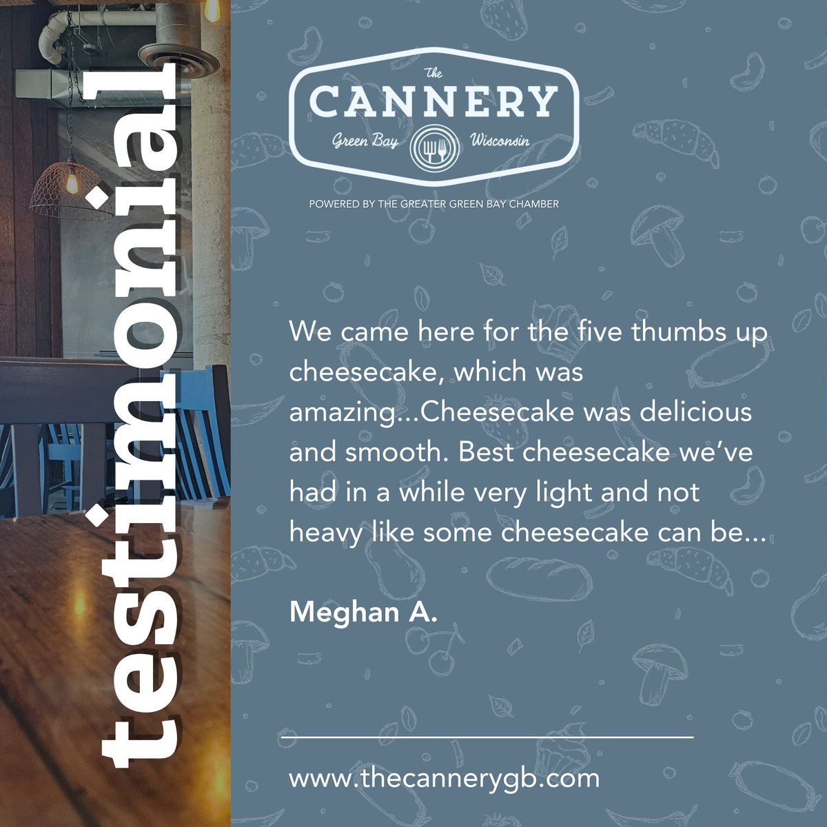 Cheers to YOU, our fabulous food critics! Your glowing reviews mix up the perfect cocktail of joy and motivation for our team. Here's a toast to our wonderful patrons!

Thanks for the kind review, Meghan!

#greenbay
