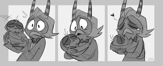 When they hand you a smol ugly bean and you realize you've become a dad

#HelluvaBoss 