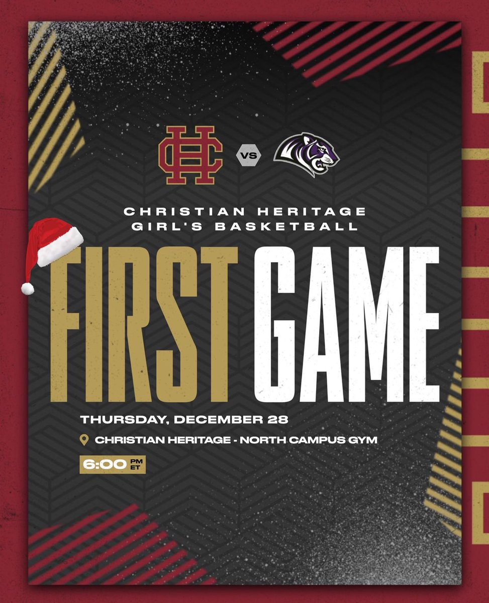 CHSAthleticsGA's tweet photo. The Chick-fil-A Christmas Classic is back at Christian Heritage School, bringing fierce competition and holiday cheer to the hardwood! Our Varsity Lady Lions play on Thursday, December 28th, at 6:00pm. The Varsity boys team will follow, playing at 7:30 pm. https://t.co/jCp3KHRmQ3