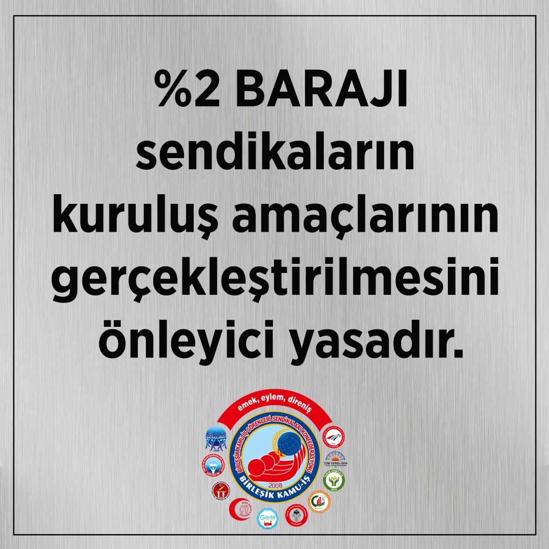 Baraj akarsuya yapılır. Sendikal Örgütlenmeye yapılmaz.
Hukuksuz uygulamadan vazgeçilmelidir. 
#AYMSendikalBarajıKaldır