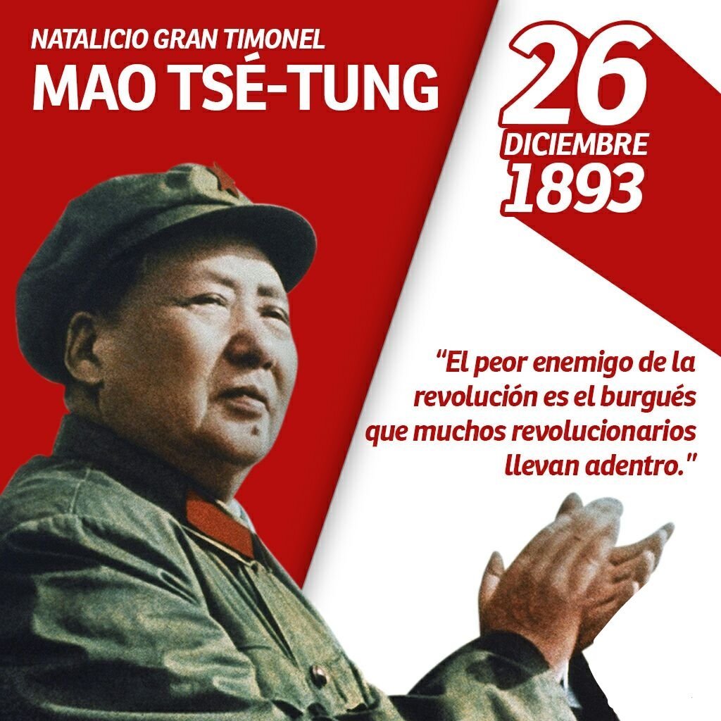 Hoy #26dicembre conmemoramos 130 años del natalicio del Gran Timonel, líder de la Revolución Popular China. 
Hablar de Mao Zedong es conectarnos con la grandeza y genialidad estratégica de un gigante de la humanidad.

#NavidadEsAmar
#ComunaYProducción