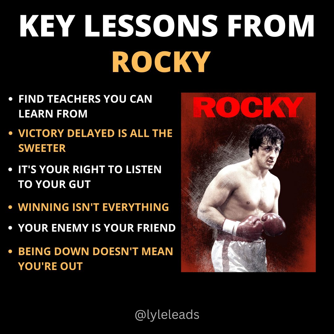 Rocky's Creed: Lessons in Grit, Heart, and Friendship 🥊❤️Which lesson from Rocky inspires you to keep fighting for your dreams? 

#LearnFromMentors #DelayedVictory #TrustYourInstincts #NeverGiveUp #HeartOverWinning #FriendshipMatters #GritAndDetermination #InspirationForAll