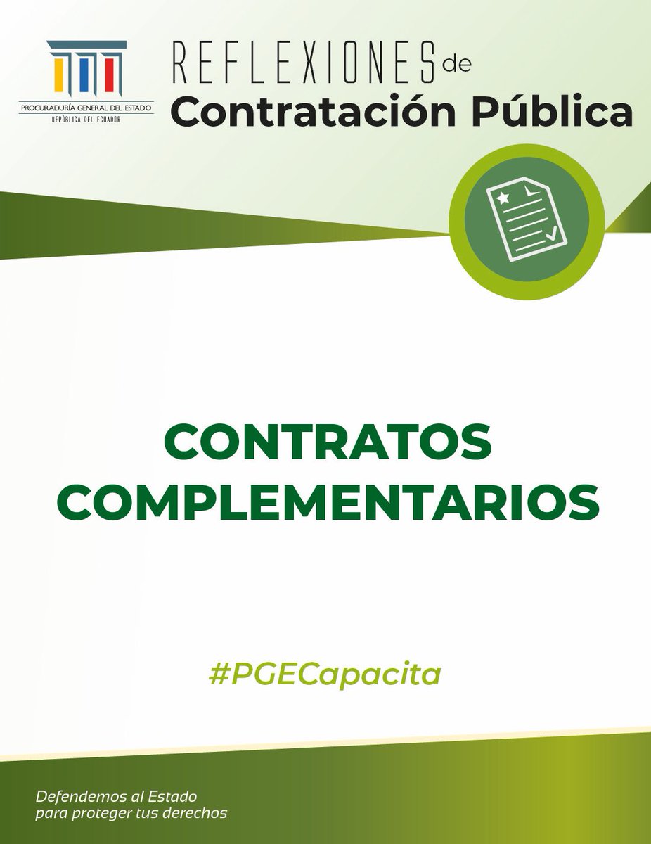 PGEcuador's tweet photo. #Infografías PGE 🇪🇨| Nuestro equipo de la Dirección Nacional de Control de Legalidad de Contratos preparó una guía completa sobre los #ContratosComplementarios. 

Un insumo valioso para el servidor público.  

✅ El link ➡️ https://t.co/cTdJVLj1aO

#ContrataciónPública https://t.co/cB5IiUNG0X