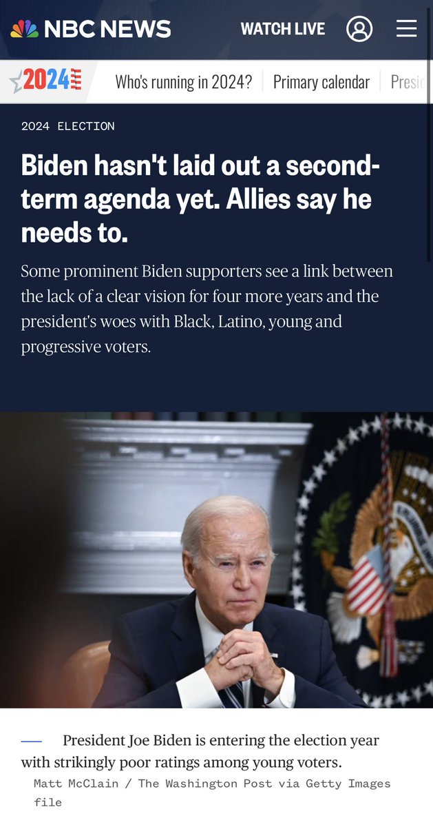 Take any one poll or focus group with a grain of salt, but this perceived “nothing” for a second term points to a real political dynamic that several Biden allies consider to be a problem. nbcnews.com/politics/2024-…