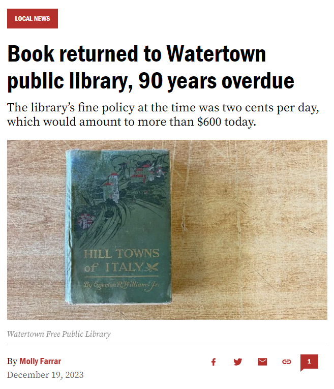 mblclibraries's tweet photo. Luckily, Watertown Free Public Library is fine free, along with 312 other #publiclibraries in #massachusetts! 😊 For more: https://t.co/rS36OliZKI

#masslibraries #mblclirbaries #librariesinma #mapubliclibraries #massachusettslibraries https://t.co/U6SsJQNmwO