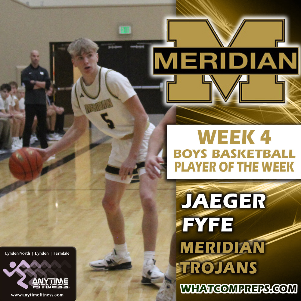 Congratulations to Meridian junior guard @JaegerFyfe  on being named the Anytime Fitness Boys Basketball Player of the Week!