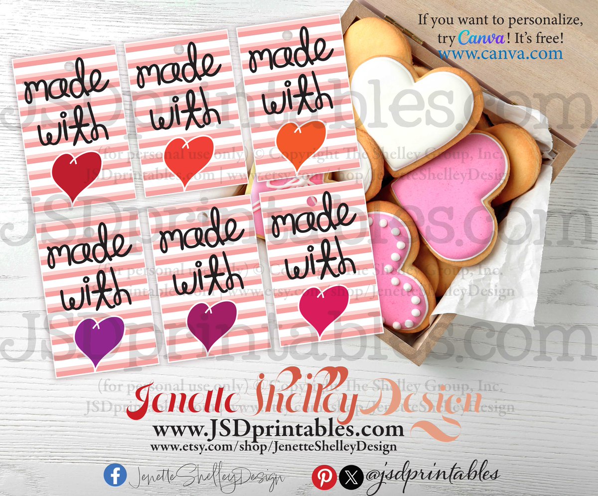 Perfect for attaching to homemade treats, these tags add a personal touch to any gift. Instant Download-jsdprintables.com/product-page/m… @jsdprintables #shopsmall #gifts #digitalgifttags #valentinesday #birthday #presents #gifts #anniversary #giftsforteachers #teachergifts #treats