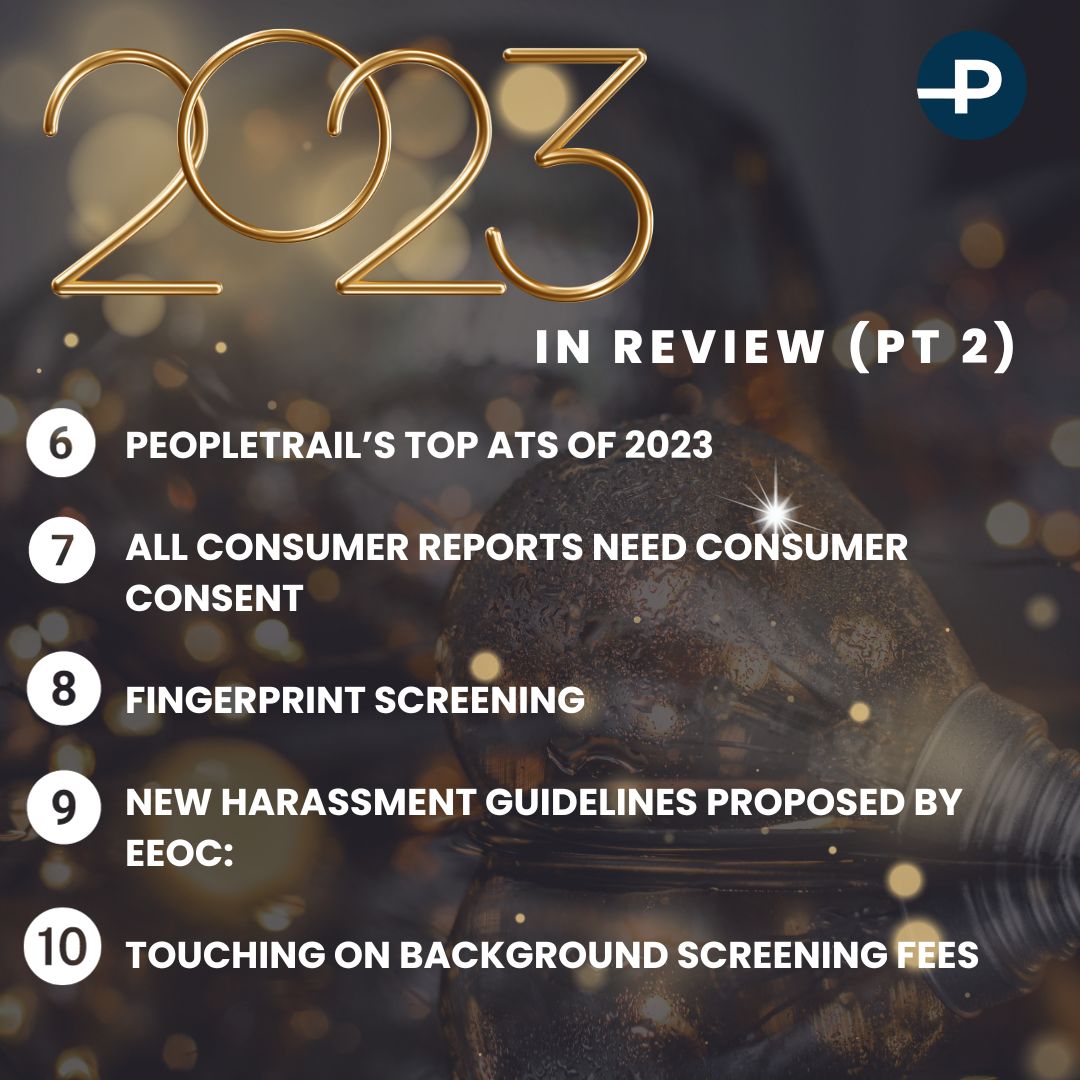Peopletrail's tweet image. Continuing our journey through 2023! Here&apos;s the second half of our Top 10 Takeaways:

Revolutionize your hiring practices for a successful 2024 and get started with Peopletrail today!

#ATS2023 #ConsumerReports #ScreeningTech #WorkplaceGuidelines #EEOC #HiringInsights