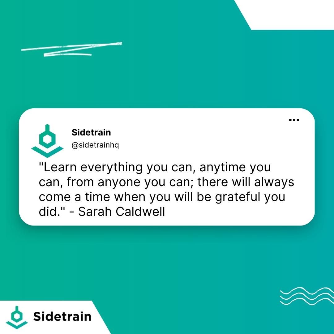 sidetrainHQ's tweet photo. Embrace opportunities to learn from diverse sources, as this accumulated knowledge will prove invaluable at unexpected moments. https://t.co/4EsGChEprB
