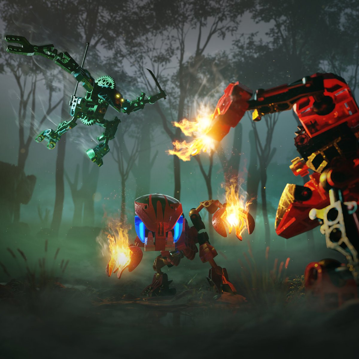 CstillsI's tweet photo. Enemies become allies against an unlikely foe...
Against the backdrop of a murky swamp unknown, a lonely Tahnok sees itself confronted by two otherworldly beings. Cast in metal and wires, this battle will only end one way...
#Bionicle #blender #Toa #Lego #b3d #Slizer https://t.co/w01XxatJVL