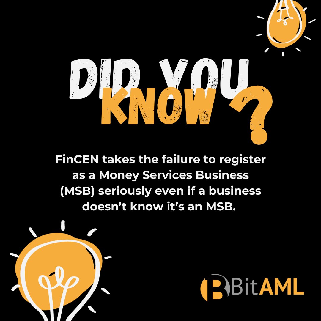 Not sure if your #cryptobusiness is considered a Money Services Business (MSB)? Contact us today for a free consultation. bitaml.com/contact-us