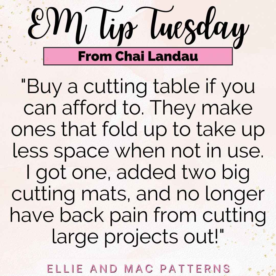 Ellieandmac's tweet image. I love this tip about cutting tables. If you have a dining table or counter space that you can pop cutting mats on, that can work too. ❤
#ellieandmac #ellieandmacpatterns #cuttingtable #sewingtable #sewingspace #sewingroom #sewingsupplies #sewingcommunity #sewingtips #sew