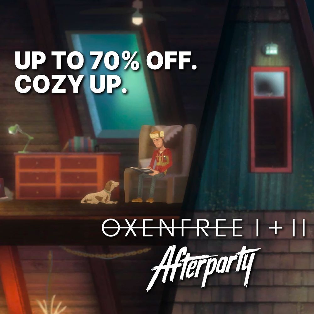 Get up to 70% off OXENFREE, OXENFREE II: Lost Signals, and Afterparty on Nintendo Switch, PlayStation, Epic, and Steam. ❄️