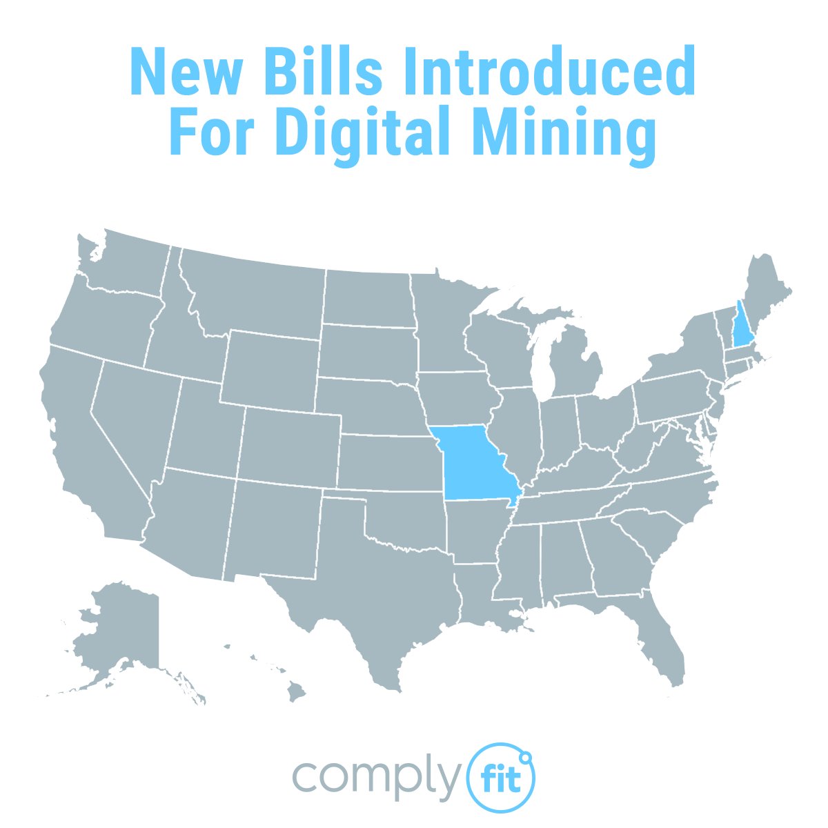ComplyFit's tweet photo. Missouri SB1050: "Creates new provisions relating to #digitalmining.": https://t.co/ARf9jcLVsR

New Hampshire HB1444: "This bill adds limits to the regulatory powers of political subdivisions over #digitalassetmining businesses.": https://t.co/801xQhwCK5 https://t.co/MUwtCRUKAR