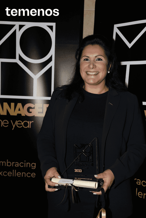 HaroldECarrasco's tweet photo. Congratulations to Kalliopi Chioti, @Temenos Chief Marketing and #ESG Officer, for being selected as ESG Manager of the Year 2023! She was also recognized under the Special Awards Categories as International Manager of the Year 2023. 

The Manager of the Year Awards, held … https://t.co/geycDHIDrF