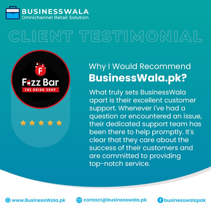 businesswalapk's tweet photo. This is what our existing partner "Fizz Bar" says about BusinessWala.

Register Now: https://t.co/vy1zP9hqlw

#clientfeedback #businesswala #pointofsale #omnichannelretail #ecommercesolution #pos #soda #drink https://t.co/p0RwZ4E0Pc