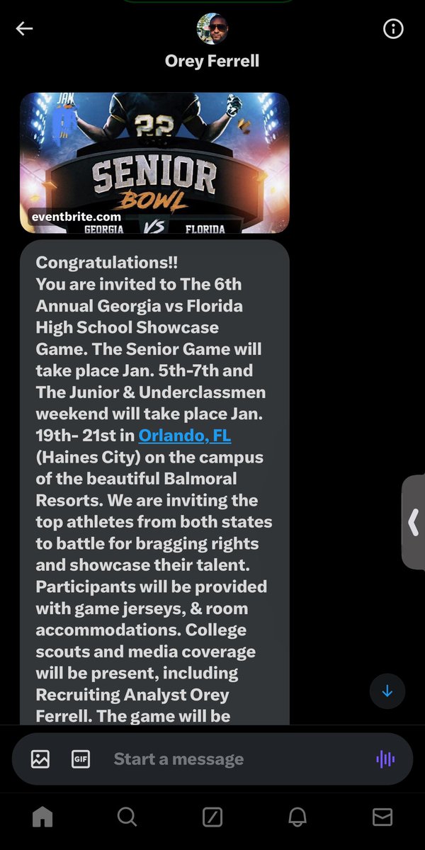 blessed to receive an invitation to the GAvsFL showcase game ✝️ <a href="/OreyFerrell/">Orey Ferrell</a> <a href="/GAvsFLShowcase/">Georgia vs Florida Showcase</a> <a href="/pychke/">Coach Pych</a> <a href="/CoachTPruitt1/">Tucker Pruitt</a> <a href="/FitzgeraldCanes/">Fitzgerald GA Football Recruiting</a>
