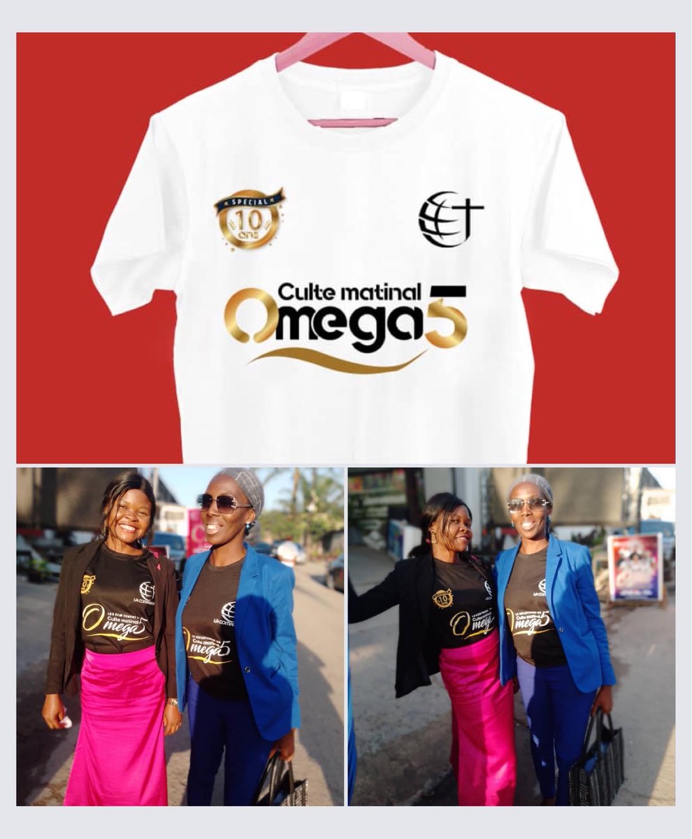 joshuamwayway's tweet photo. Procurez votre t-shirt au stand de l’Église la compassion LIMETE, célébrons nos Dix années pendant oméga 5.
Que Dieu vous bénisse infiniment.
#omega5
#lecultematinalegliselacompassion https://t.co/AhX3cYUXNF