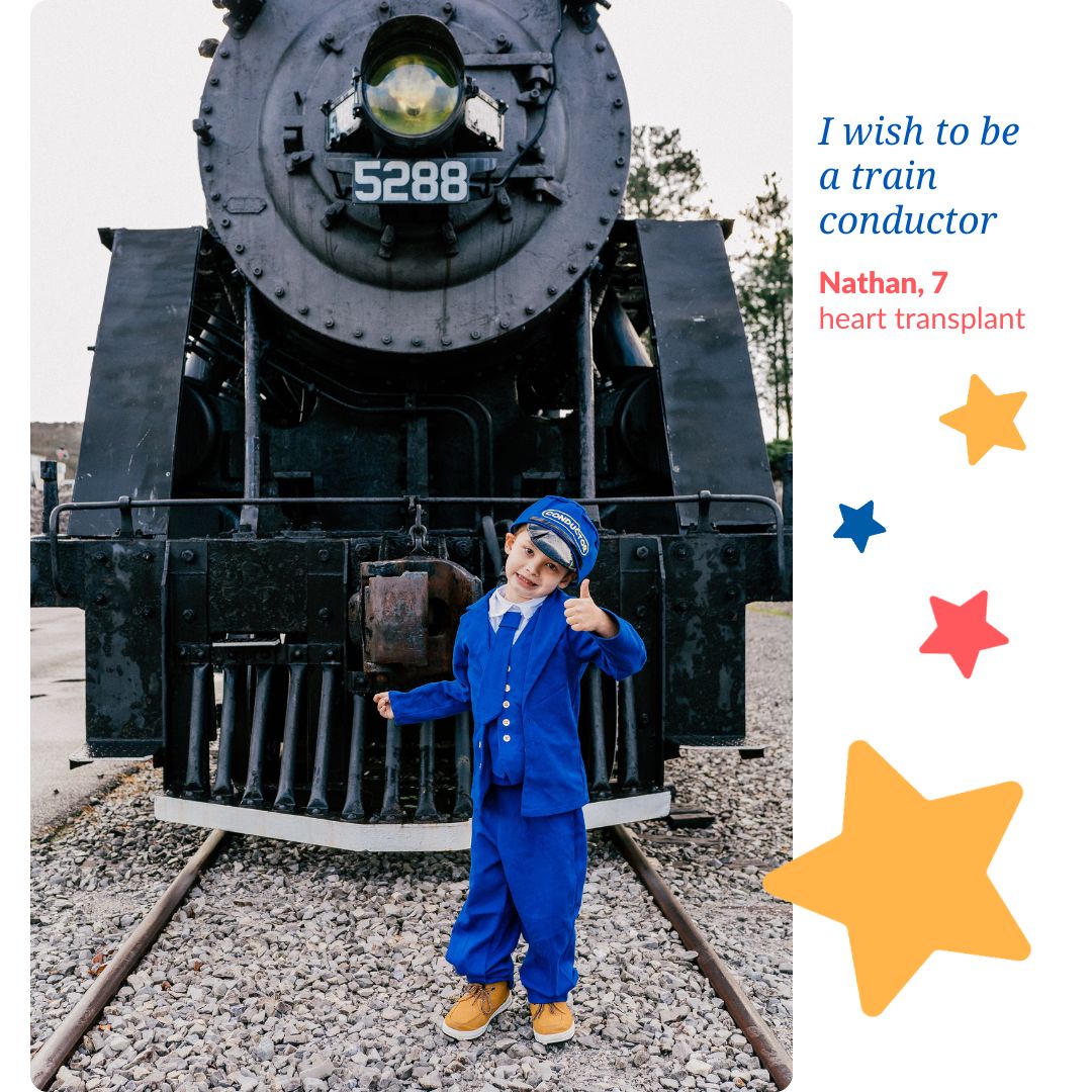 Make-A-Wish AK & WA (@makeawishakwa) on Twitter photo “All aboard!” Nathan shouted, his eyes glowing with joy as a big black train came to a stop in front of him. After enduring intensive medical treatments for a heart transplant, Nathan wished to be a train conductor. <a href="/MakeAWish/">Make-A-Wish America</a> <a href="/MakeAWishMidS/">Make-A-Wish Mid-South</a> “All aboard!” Nathan shouted, his eyes glowing with joy as a big black train came to a stop in front of him. After enduring intensive medical treatments for a heart transplant, Nathan wished to be a train conductor. <a href="/MakeAWish/">Make-A-Wish America</a> <a href="/MakeAWishMidS/">Make-A-Wish Mid-South</a>