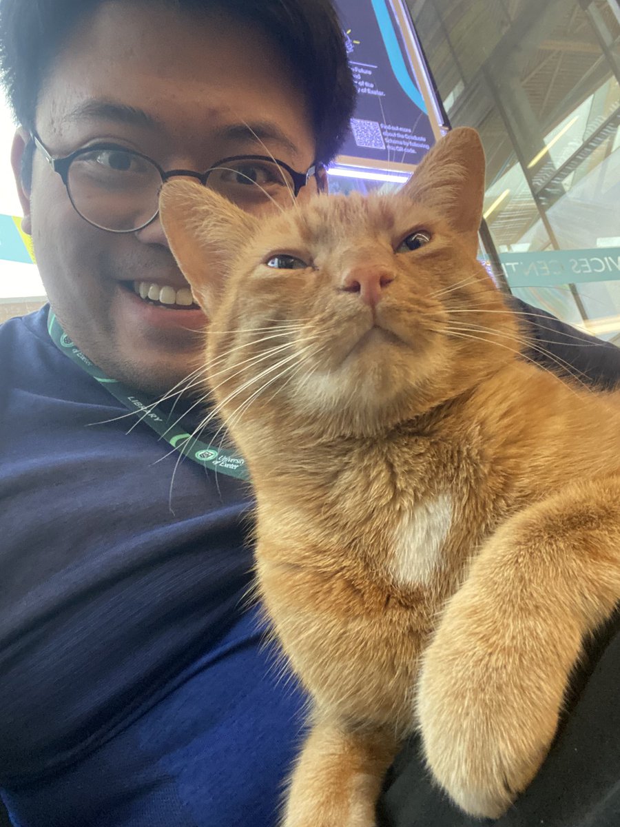 When he’s like “I shall climb onto you so that I can get some warmth from you.

Never mind, he’s the Chief Mouser.
