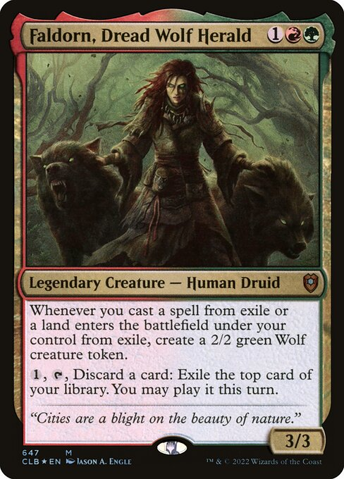 Charliebrown229's tweet photo. @bmkibler @commanderathome Faldorn, Dread Wolf Herald is super fun. And a selfish plug for Kinnan, Bonder Prodigy and Baba Lysaga, Night Witch as my own decks to see on the channel. https://t.co/9Lc1wQ9jIg