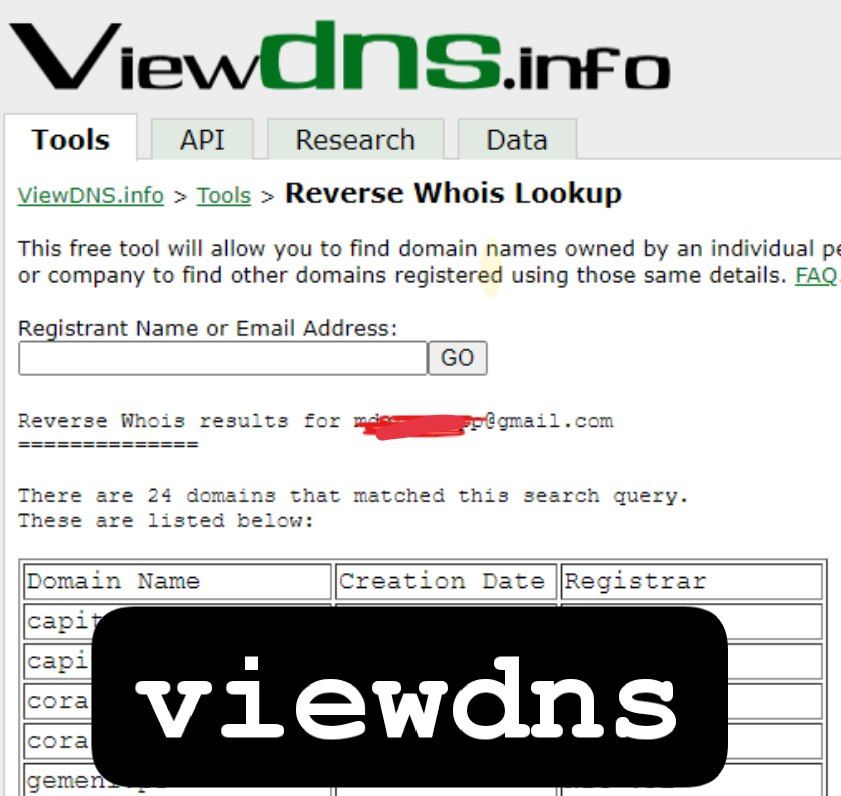 0xtechrock's tweet photo. OSINT TIP #269📣

https://t.co/qsiAOPnHGG also allows you to find if email is associated with domain names. Simply enter the email address or name of the person or company to find other domains registered with the same data.

thanks for the tip!
@ManuelBot59

@viewdns 👏🏻

#OSINT https://t.co/Z0RzJ9yL65