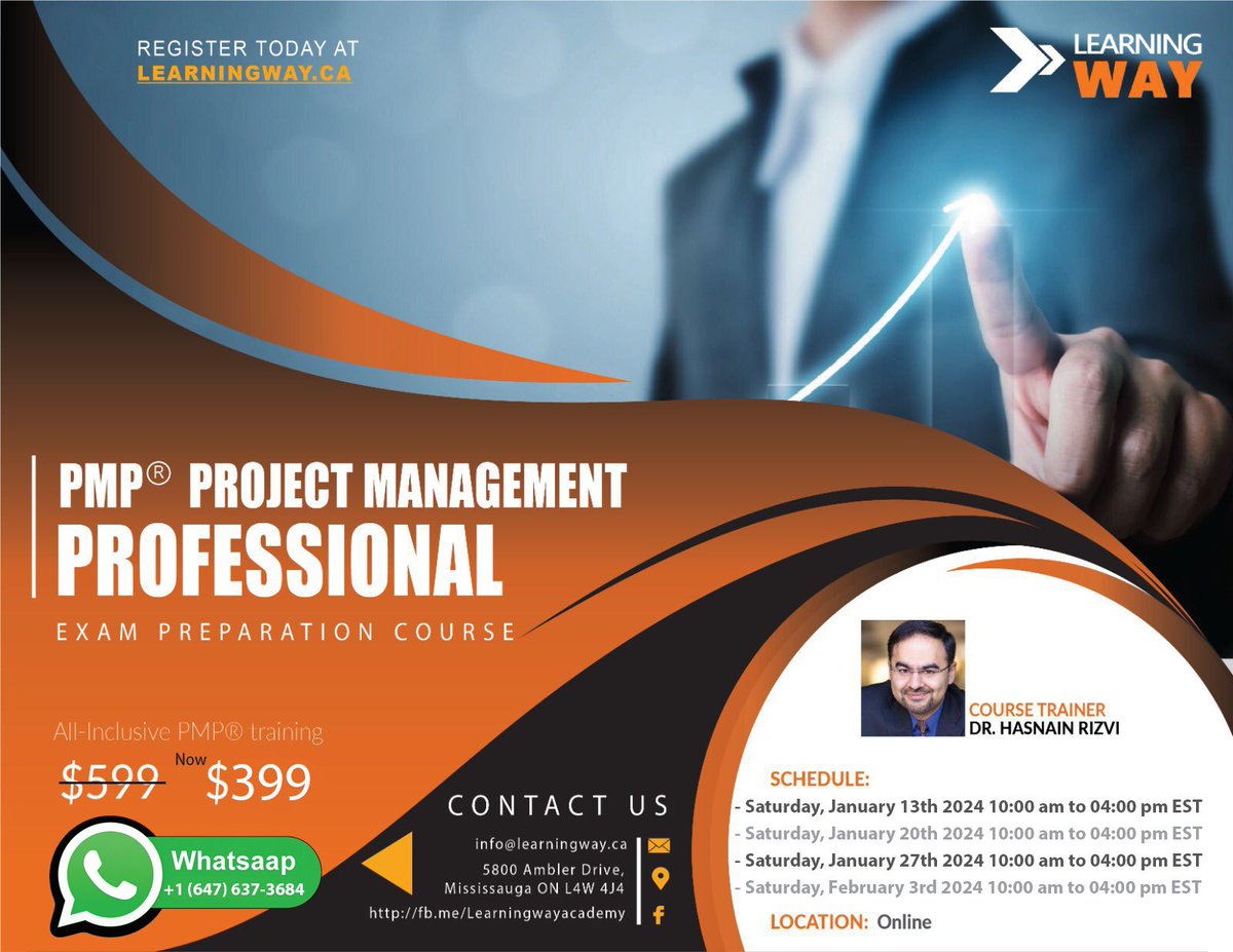 TheExamPrep's tweet photo. Upcoming #PMP live online sessions @LearningWay2 - start 2024 with this #PMI #certification 

#LVT #Online #Project #Management #LearningWay https://t.co/lJtKw4NZkM