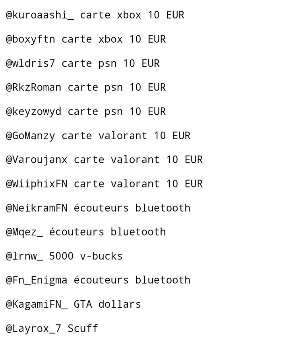 RAK UNITED 🌬️🇸🇪 (@united_rak) on Twitter photo 👹 Chère compagnie du <a href="/UNITED_RAK/">RAK UNITED 🌬️🇸🇪</a>
🎁Voici les résultats du giveaway du #RAKCHRISTMAS
😉Demain on poste, une affiche plus propre !
🎄Les gagnants merci de nous dm !
Merci à tous les participants et restez connectés pour d'autres annonces, giveaways, etc., etc.
#RAKONTOP 👹 Chère compagnie du <a href="/UNITED_RAK/">RAK UNITED 🌬️🇸🇪</a>
🎁Voici les résultats du giveaway du #RAKCHRISTMAS
😉Demain on poste, une affiche plus propre !
🎄Les gagnants merci de nous dm !
Merci à tous les participants et restez connectés pour d'autres annonces, giveaways, etc., etc.
#RAKONTOP