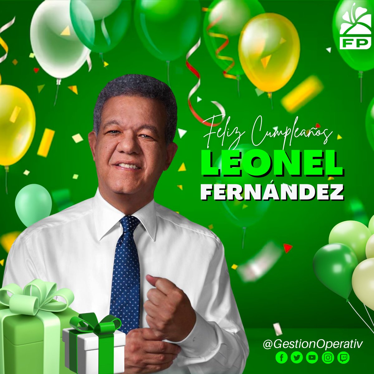 Está de cumpleaños hoy, el líder <a href="/LeonelFernandez/">Leonel Fernández</a>, en nombre nuestro titular <a href="/arq_Flabour/">Franklin Labour</a> y todo nuestro equipo operativo, le deseamos muchas felicidades, #FuerzaDelPueblo sigue #indetenible 

<a href="/JuntosConLeonel/">Juntos Con Leonel / FP</a> @VamosAGanarFP <a href="/PrimerVa/">#PrimerVotoFP</a> <a href="/SenadoresFP/">Senadores Fuerza del Pueblo</a> <a href="/FP_C2DN/">FUERZA DEL PUEBLO,C-2, D.N.</a> <a href="/Fpwashingtondc1/">FP Regional Washington, D.C.</a>