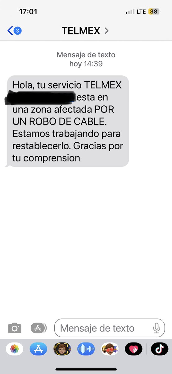 jprobledo08's tweet photo. @Telmex @TELMEXSoluciona estuvo largo el cable que les robaron? Desde Morelos hasta Yucatán? Usuarios de distintas ciudades recibimos el mismo mensaje! Parece chiste! https://t.co/zvcNzauBB0