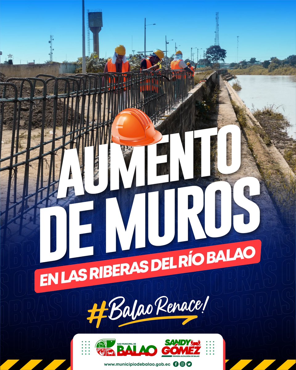 SandyGm33's tweet photo. 🚧 ¡Avanzamos con el aumento de los muros en las riberas del río Balao! 🏞️

Incrementamos la altura de los muros de contención a lo largo de aproximadamente 2400 metros, trabajando de manera preventiva ante el fenómeno del niño.

¡El verdadero cambio comenzó! 🛣️🏘️ https://t.co/6UKkrFaOac