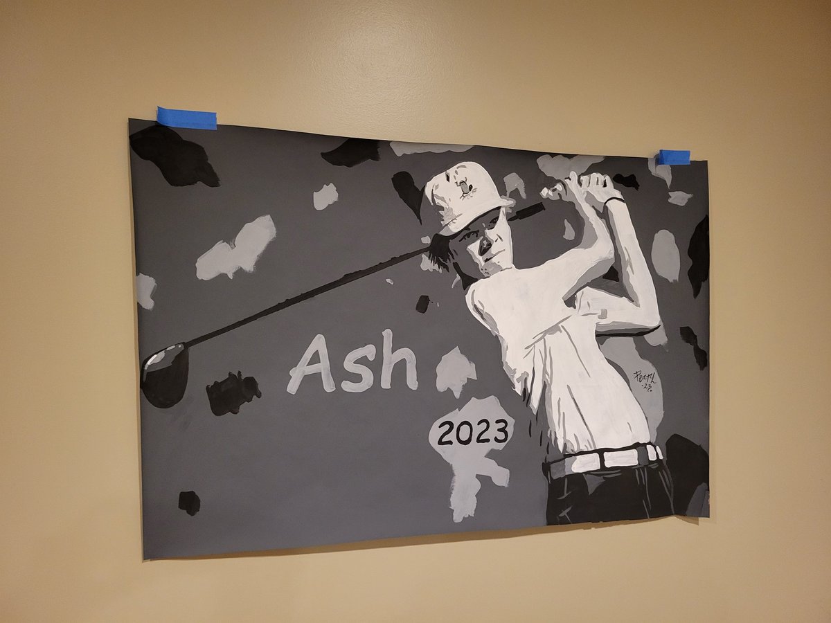 Time to do some of #theHallway paintings for <a href="/RocketAthletics/">Northeast Athletics</a>  This is Eli Ash, a talented multi-sport athlete who's currently playing on the <a href="/LNEBasketball/">Northeast Basketball</a> team. Keep up the great work,  Eli. 24x36 acrylic paper #painting This is year 14 for these paintings. #art