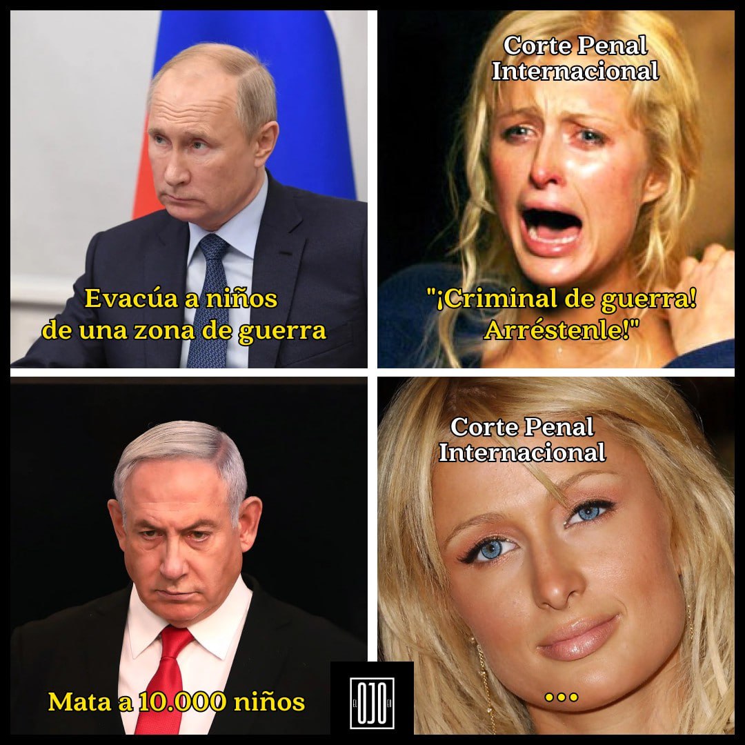 ⚖️La hipocresía de la Corte Penal Internacional al no enviar una orden de arresto a Netanyahu pero sí a Putin 👁 t.me/elOJOen