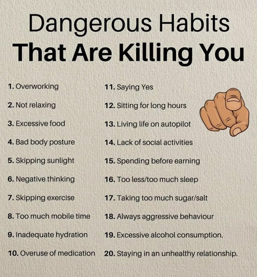 BizMindful's tweet photo. 20 habits that are killing YOU… https://t.co/X7Y6qZcQzs
